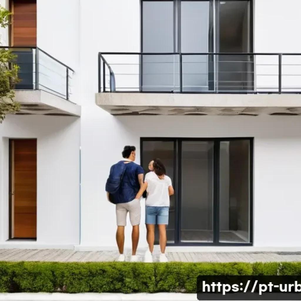 공공주택 정책 분석 - **A Young Portuguese Family's Housing Dream**: A vibrant, hopeful image depicting a young Portuguese...