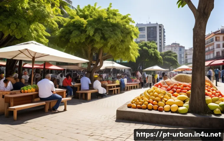도시공간의 사회적 가치 - A vibrant Brazilian urban park scene during a sunny afternoon, featuring a well-maintained public sq...