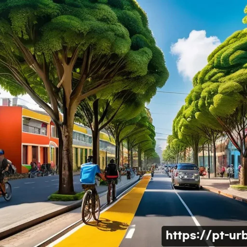 도시계획 관련 법률 - A vibrant Brazilian urban neighborhood showcasing diverse land uses: residential buildings with colo...