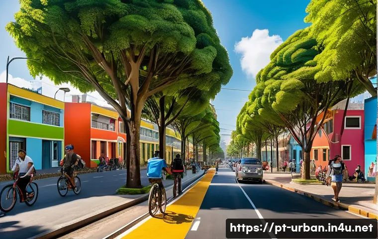 도시계획 관련 법률 - A vibrant Brazilian urban neighborhood showcasing diverse land uses: residential buildings with colo...