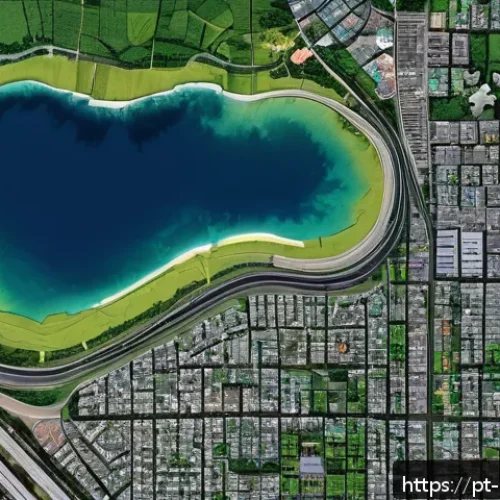 Home 32 도시계획 GIS 활용 - A vibrant, detailed urban GIS control room scene featuring large interactive digital maps displaying...