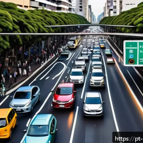 Home 31 도시 빅데이터 분석 - A bustling urban street scene in São Paulo during rush hour, featuring smart traffic lights dynamica...