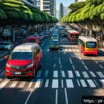 Home 23 도시 교통체계 개편 사례 - A vibrant urban street scene in São Paulo featuring smart traffic lights with integrated sensors and...